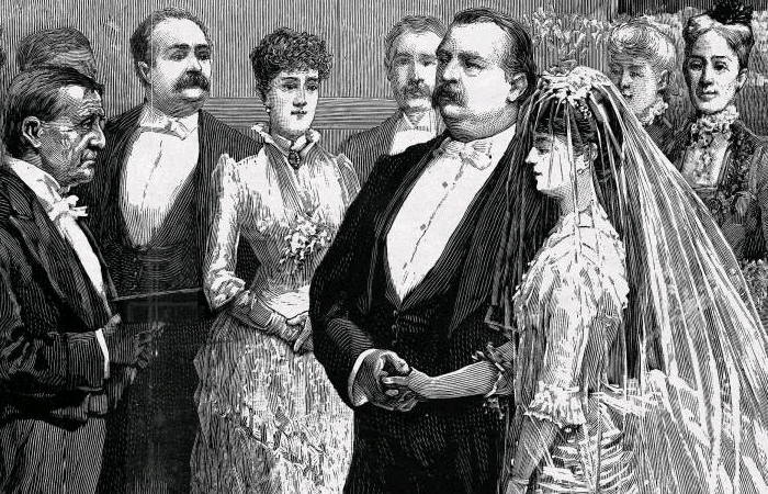 Drawing of the Cleveland's wedding at the White House in June 1886